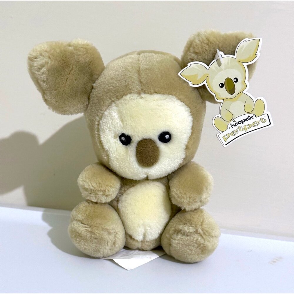 NWT Neopets Harris Plushie Plush Toy Tan Brown Bear Koala Petpet Animal 2002 6"